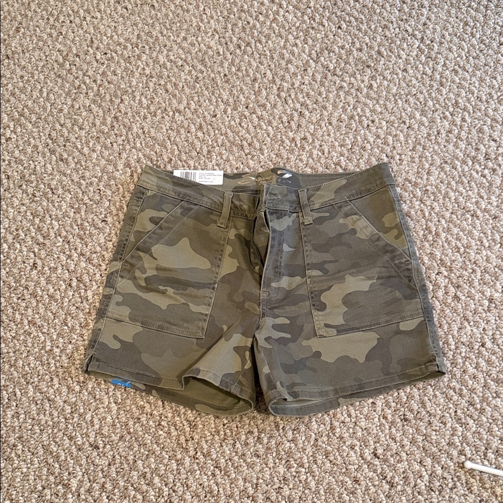Seven7 Olive Green Camo Waistband Shorts